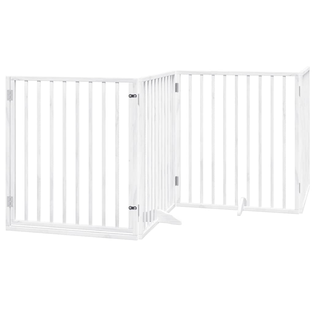 Vidaxl Puerta De Perros Plegable 10 Paneles Madera Álamo Blanca 800 Cm_0