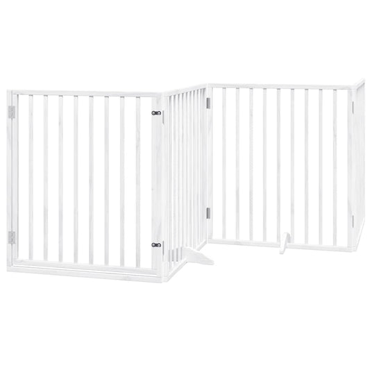 Vidaxl Puerta De Perros Plegable 10 Paneles Madera Álamo Blanca 800 Cm_0
