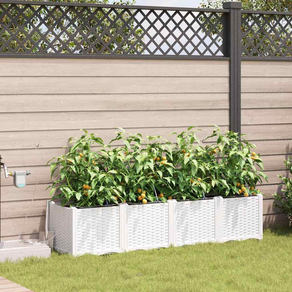 Vidaxl Jardineras Blanco 160 X 40 X 37.5 Cm Acero_1