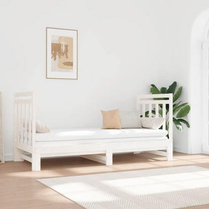 Sofá Cama Extraíble Madera Maciza De Pino Blanco 2x(90x190) Cm / Vetonek_2