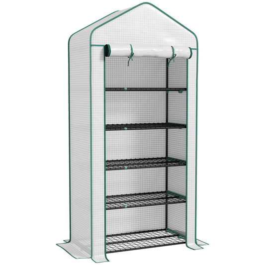 Invernadero De Jardín Outsunny Pe, Acero Blanco 90x49x193cm 845-937v00wt_0