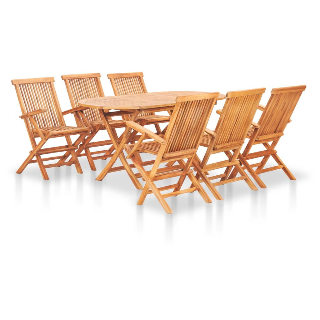 Vidaxl Set Comedor De Jardín Plegable 7 Piezas Madera Maciza De Teca_0