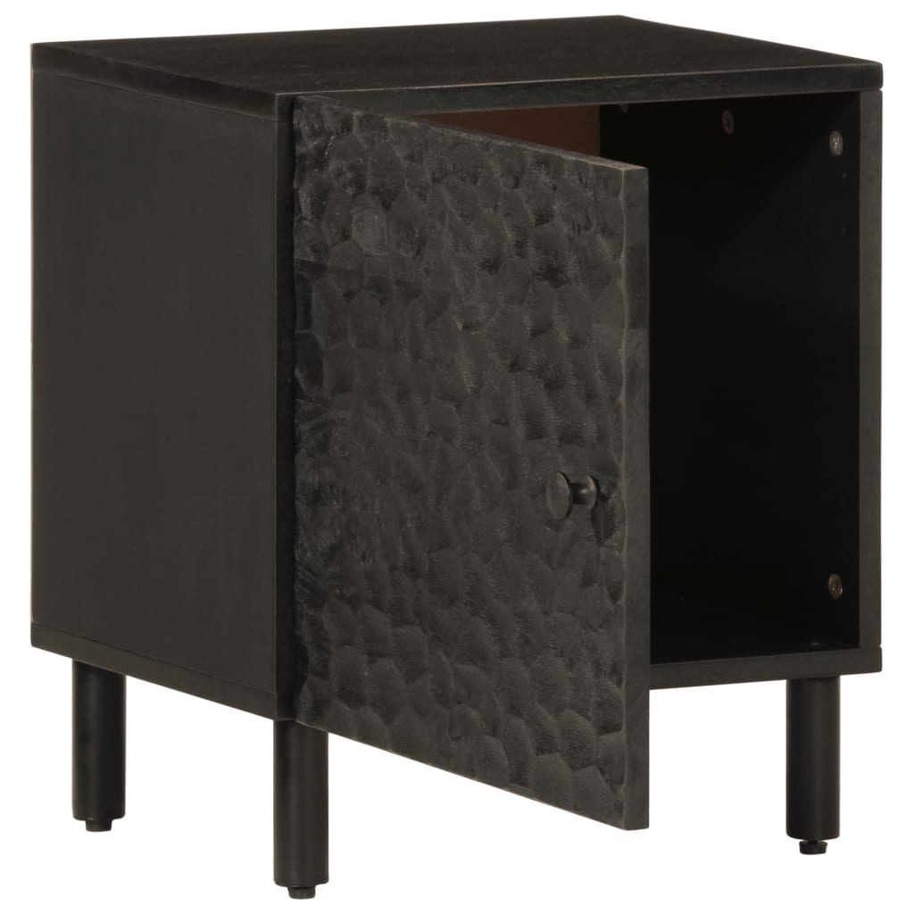 Mesitas De Noche 2 Uds Madera Maciza De Mango Negro 40x33x46 Cm_1
