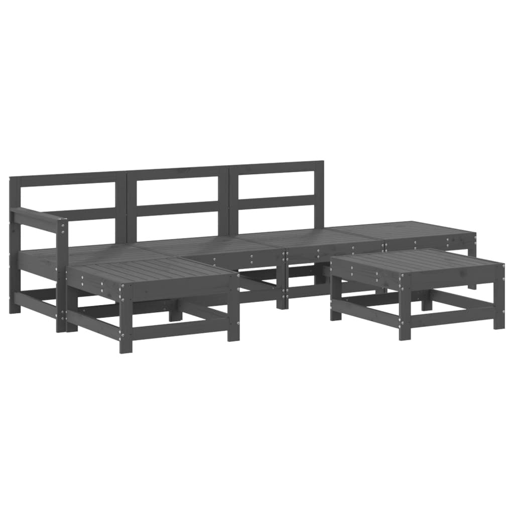 Vidaxl Mesa Y Taburetes Altos Jardín 6 Pzas Madera Maciza De Pino Gris_0