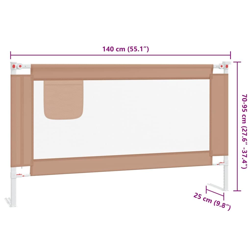 Vidaxl Barandilla De Seguridad Cama De Niño Gris Taupe Tela 140x25 Cm_2
