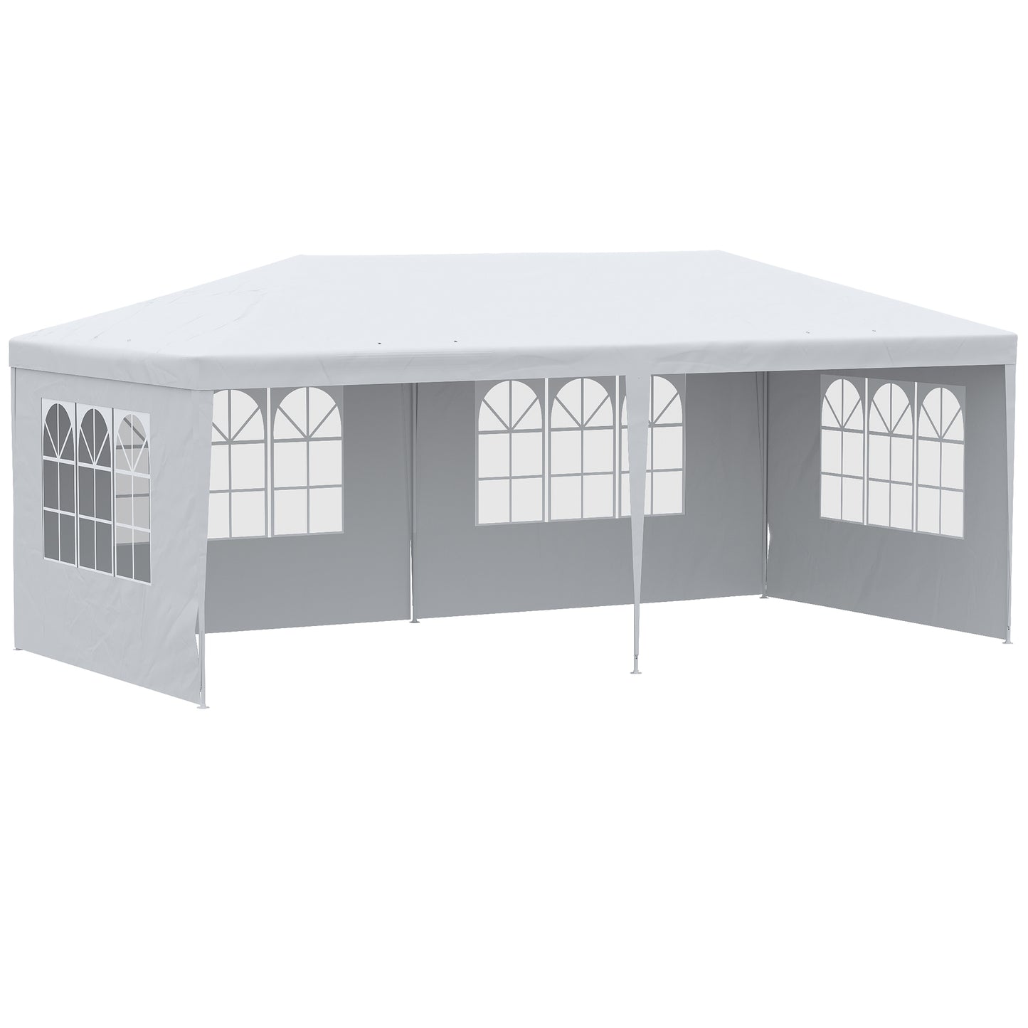 Outsunny Carpa De Jardín Con Laterales Desmontables 6x3 M 4 Ventanas Blanco_0
