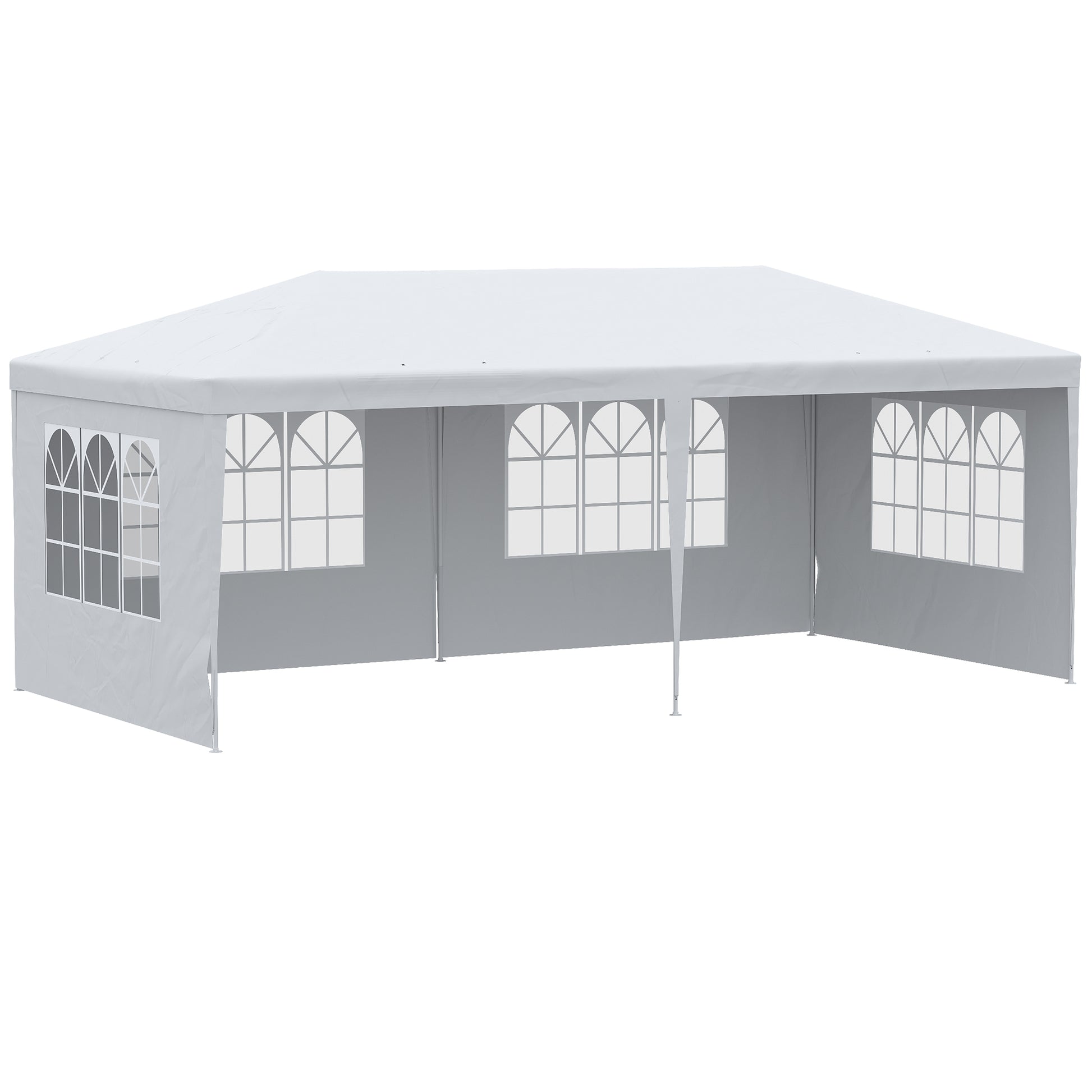 Outsunny Carpa De Jardín Con Laterales Desmontables 6x3 M 4 Ventanas Blanco_0