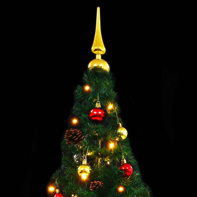 Vidaxl Árbol De Navidad Preiluminado Con Luces Y Bolas Verde 210 Cm_5