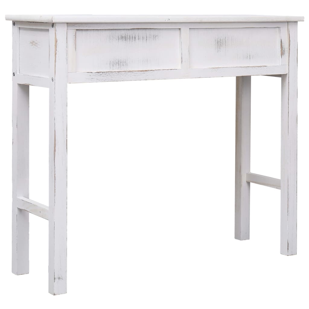 Mesa Consola De Madera Blanco Antiguo 90x30x77 Cm_2
