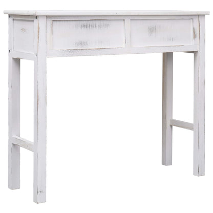 Mesa Consola De Madera Blanco Antiguo 90x30x77 Cm_2