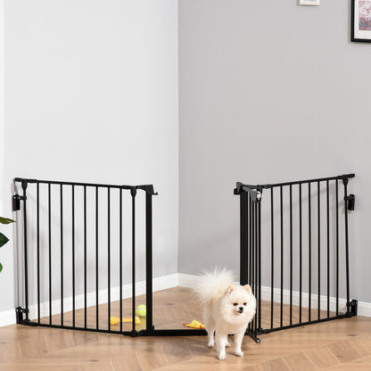 Pawhut Barrera Para Perros Plegable De 3 Paneles Con Cierre Inteligente Negro_4