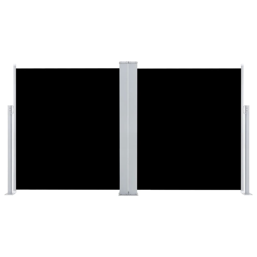 Toldo Lateral Doble Y Retráctil De Jardín Negro 170x600 Cm_0