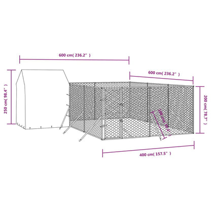 Vidaxl Perrera De Exterior Con Techo Acero Galvanizado Plata 6x6x2,5 M_3