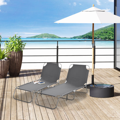 Outsunny Conjunto De 2 Tumbonas Plegables Con Respaldo 187x55x24 Cm Gris_1