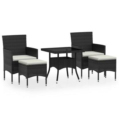 Vidaxl Set Comedor Jardín 5 Pzas Ratán Sintético Vidrio Templado Negro_0