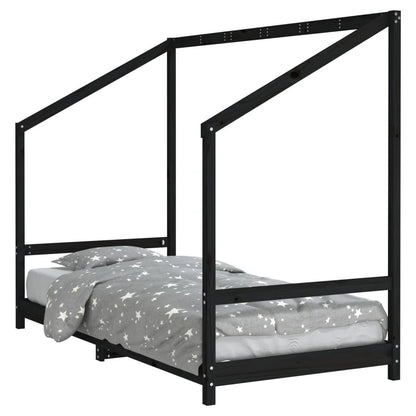 Vidaxl Estructura De Cama Para Niños Madera De Pino Negro 90x190 Cm_0