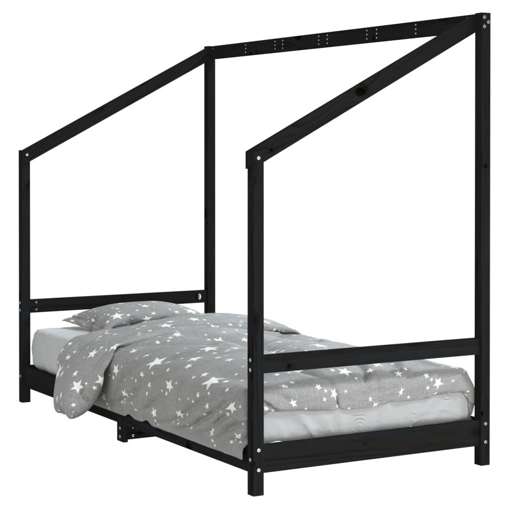Vidaxl Estructura De Cama Para Niños Madera De Pino Negro 90x200 Cm_0