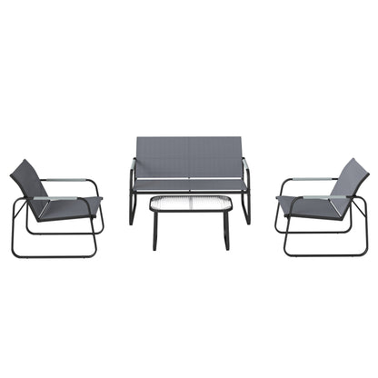 Outsunny Conjunto De Jardín Exterior Con 1 Sofá 2 Sillones Y Mesa Gris_4