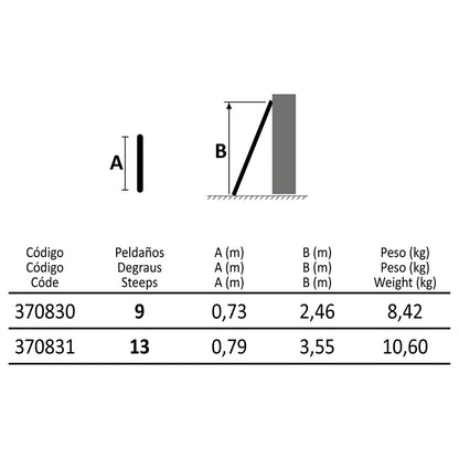 Escalera Profesional Telescópica - 9 Peldaños - 2,45 M_1