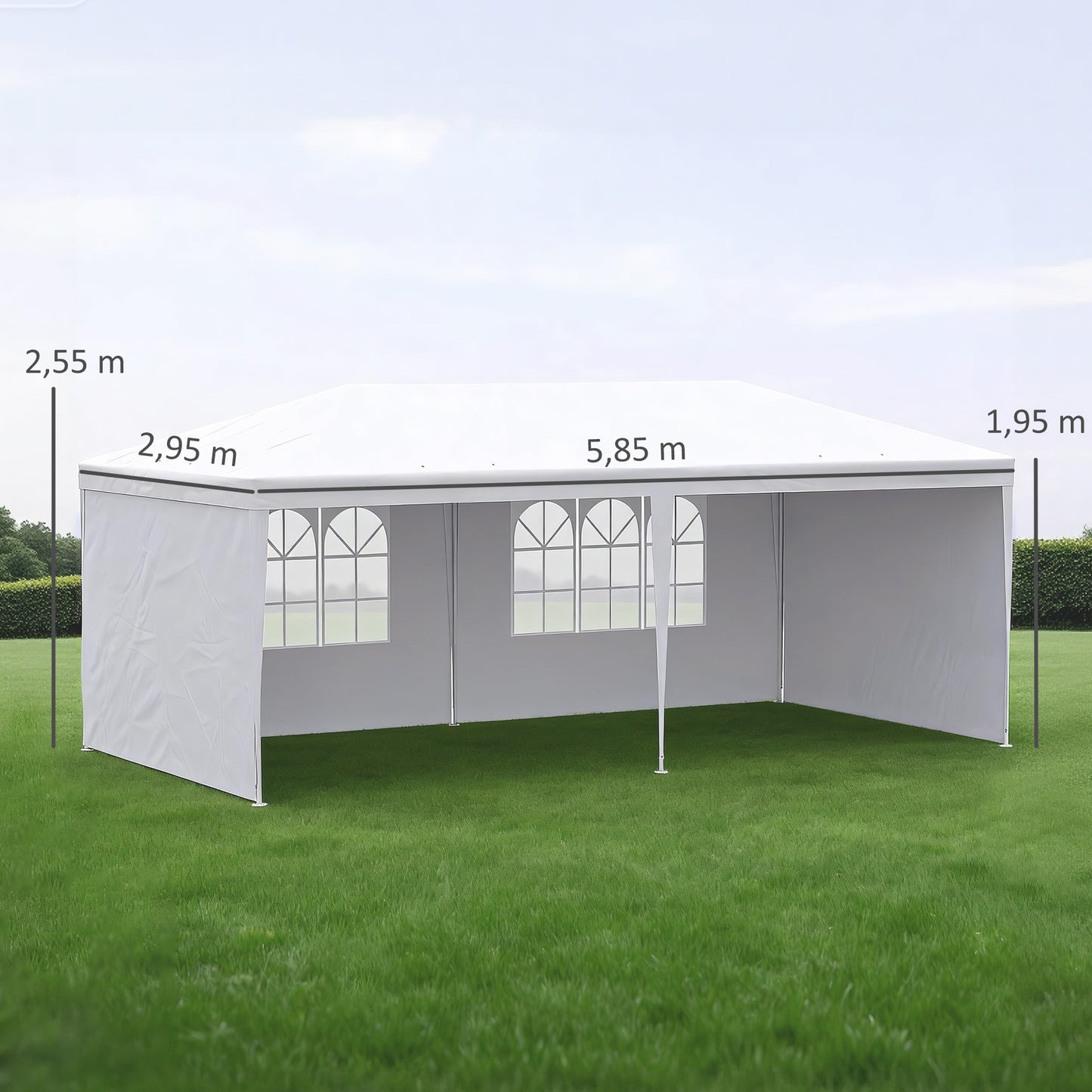 Outsunny Carpa De Jardín 6x3 M Cenador Pabellón De Jardín Con 4 Paredes Laterales Y 2 Ventanas Visibles_2