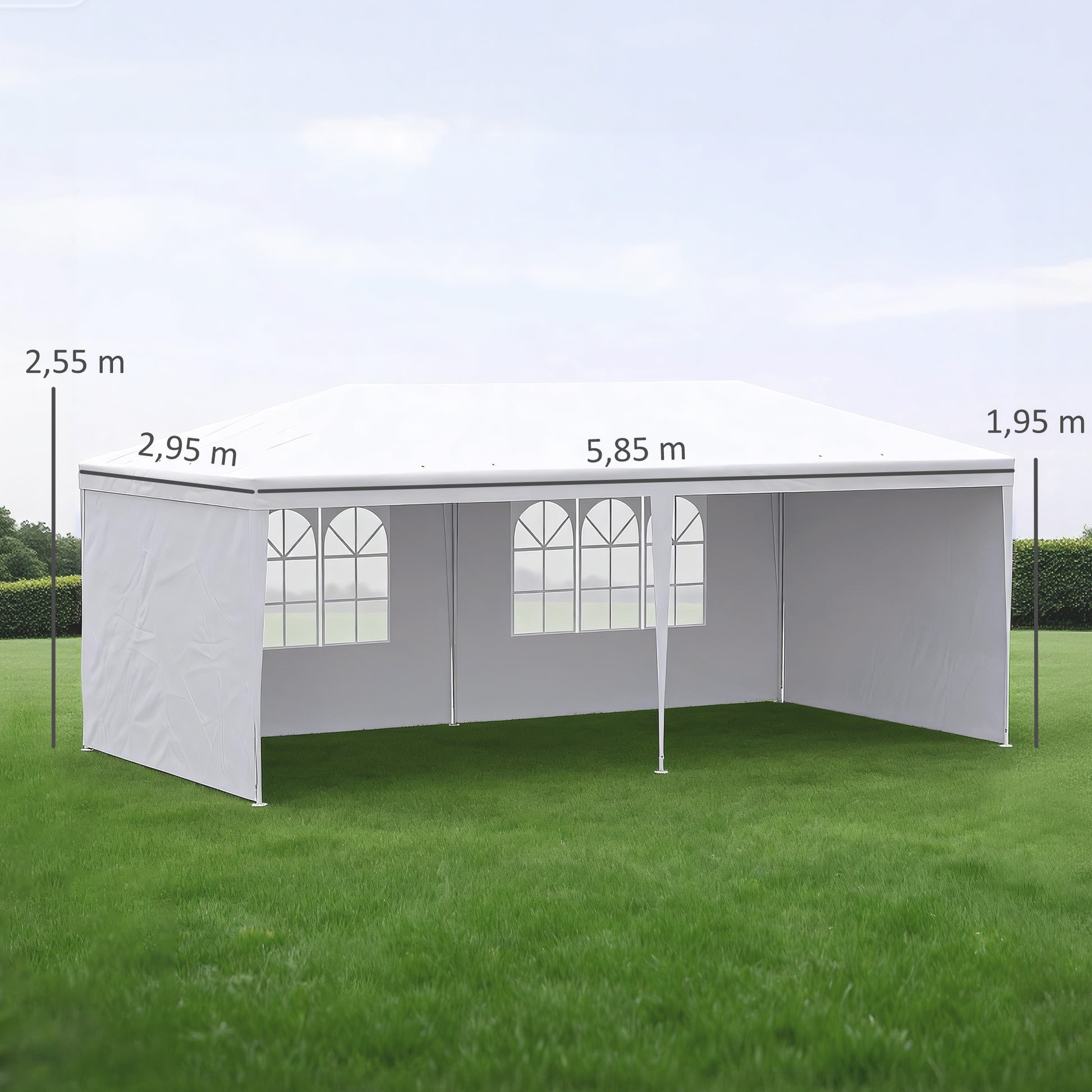 Outsunny Carpa De Jardín 6x3 M Cenador Pabellón De Jardín Con 4 Paredes Laterales Y 2 Ventanas Visibles_2