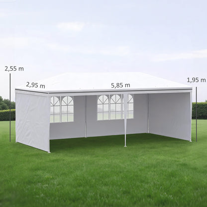 Outsunny Carpa De Jardín 6x3 M Cenador Pabellón De Jardín Con 4 Paredes Laterales Y 2 Ventanas Visibles_2
