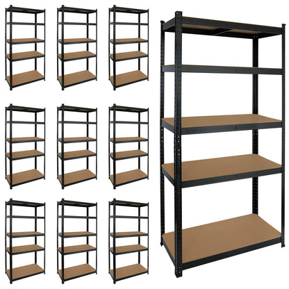 Megapack 10 Estanterías Modulares Negras Con 5 Baldas Ajustables 180x90x40_0
