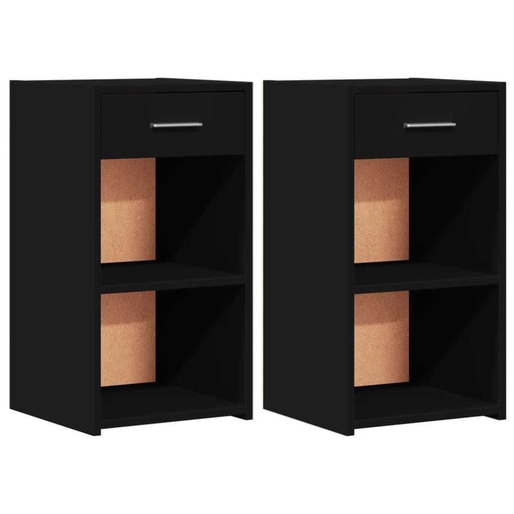 Mesitas De Noche 2 Uds Madera De Ingeniería Negro 35x34x65 Cm_0