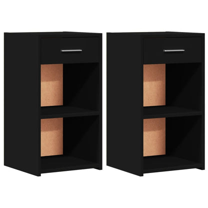 Mesitas De Noche 2 Uds Madera De Ingeniería Negro 35x34x65 Cm_0