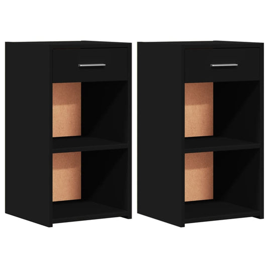 Mesitas De Noche 2 Uds Madera De Ingeniería Negro 35x34x65 Cm_0