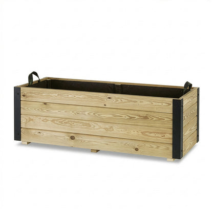 Jardinera De Madera Con Refuerzo De Aluminio 110x45x40 Cm Ghio Al Hortalia_3