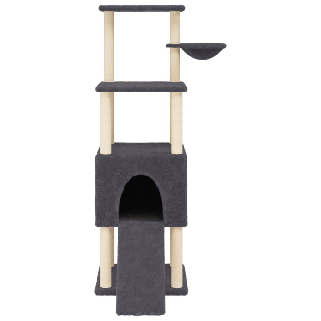 Vidaxl Rascador Para Gatos Con Postes De Sisal Gris Oscuro 153 Cm_3