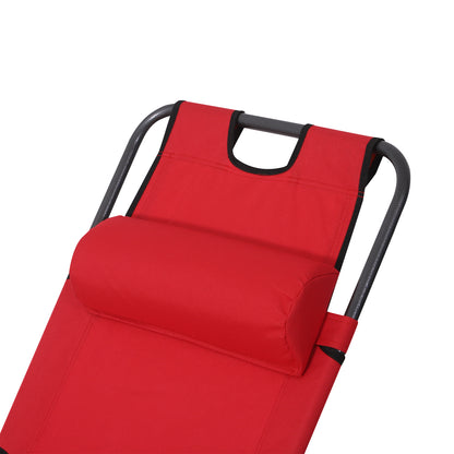 Outsunny Tumbona Reclinable Y Plegable Con Respaldo Ajustable 135x60x89 Cm Rojo_3