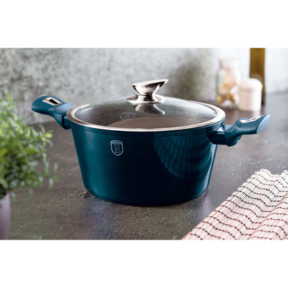 Batería Cocina Inducción 13 Piezas, Antiadherente Sin Pfoa, Aluminio, Cazuelas Sartenes Tapas Berlinger Haus Aquamarine Azul Marino