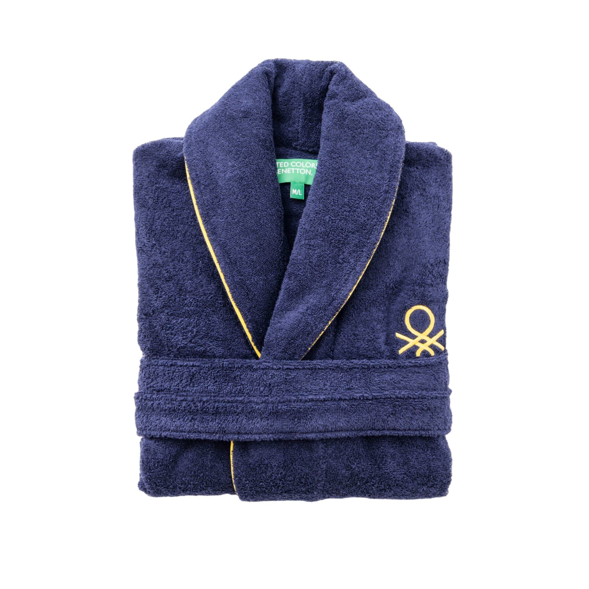 Albornoz M/l 420gsm 100% Algodon C/ Logo Bordado Azul Marino Core Benetton