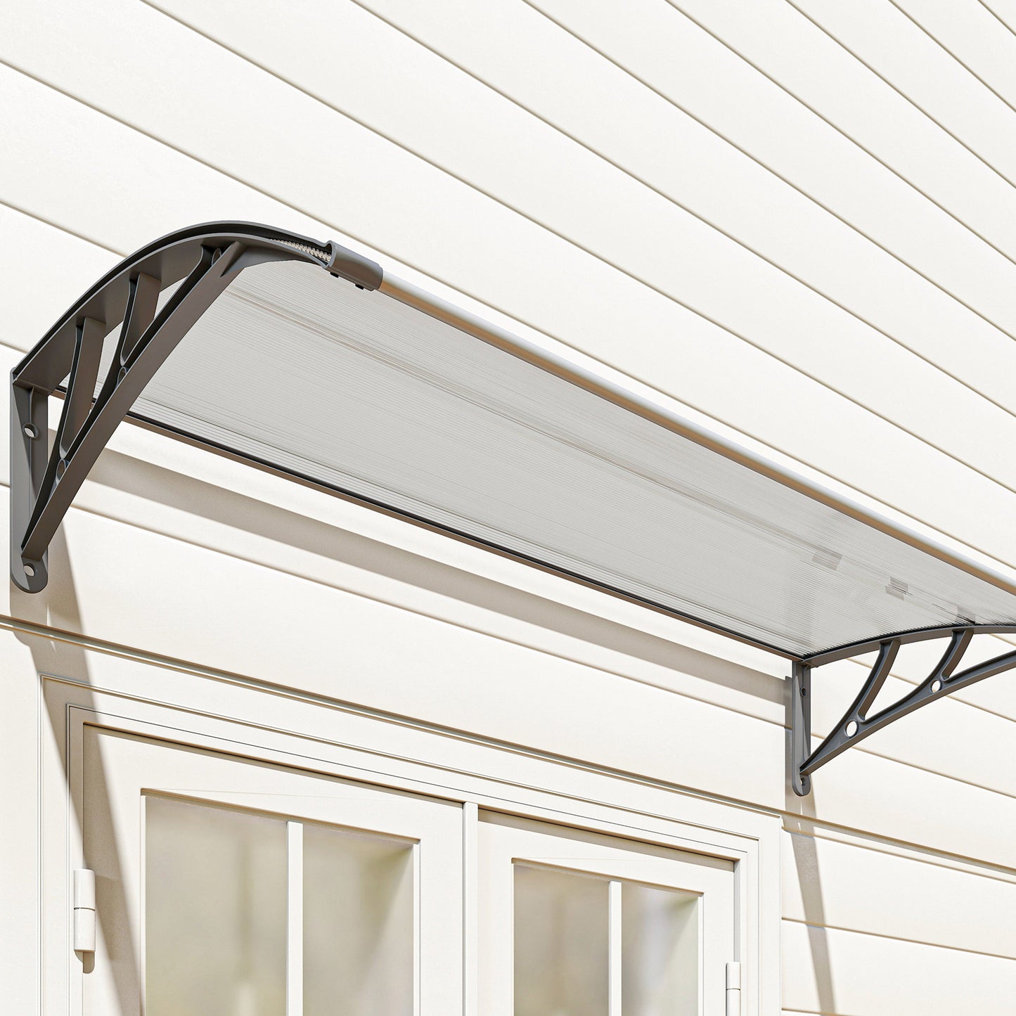 Outsunny Tejadillo De Protección 110x60 Cm Para Puertas Y Ventanas Transparente_3