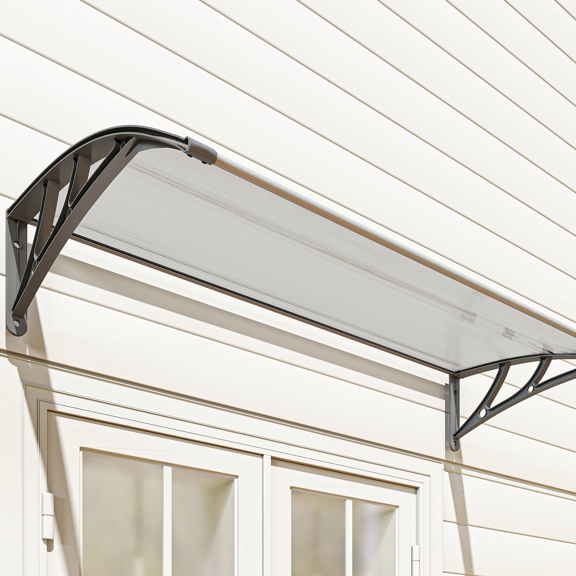 Outsunny Tejadillo De Protección 110x60 Cm Para Puertas Y Ventanas Transparente_3