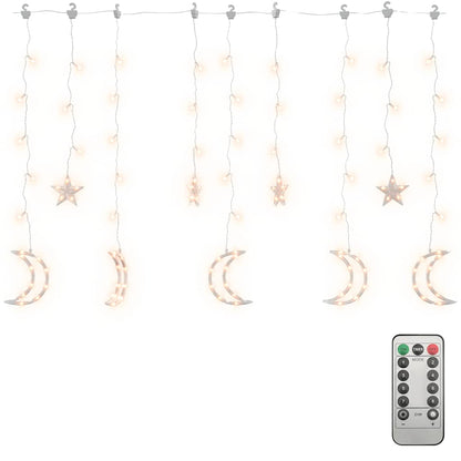Vidaxl Luces Estrella Y Luna 138 Leds Blanco Cálido Con Control Remoto_0