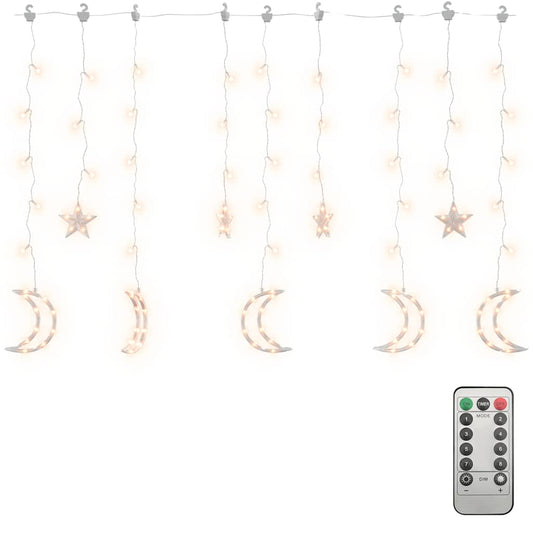 Vidaxl Luces Estrella Y Luna 138 Leds Blanco Cálido Con Control Remoto_0