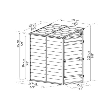 CANOPIA Pent Cobertizo de Almacenaje y Para Bicicletas Adosado 175X117X203 cm Gris Oscuro