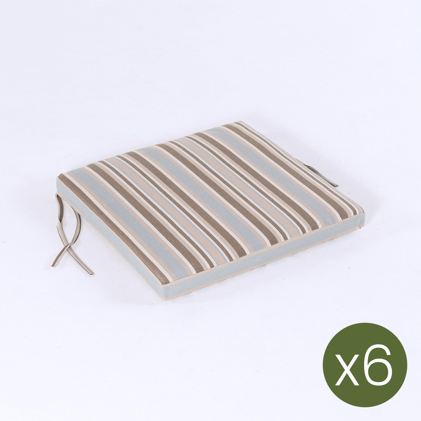Pack 6 Cojines Para Sillas Y Sillones De Jardín Color Lux Estampado A Rayas, Tamaño 44x44x5 Cm, Repelente Al Agua, Desenfundable_2