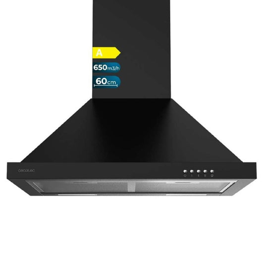 Campana Extractora 60 Cm Piramidal Bolero Flux Pm 606500 Black A. Motor 165w, Acabado Inox, Succión 650m3/h, Control Mecánico, 3 Niveles De Potencia_0