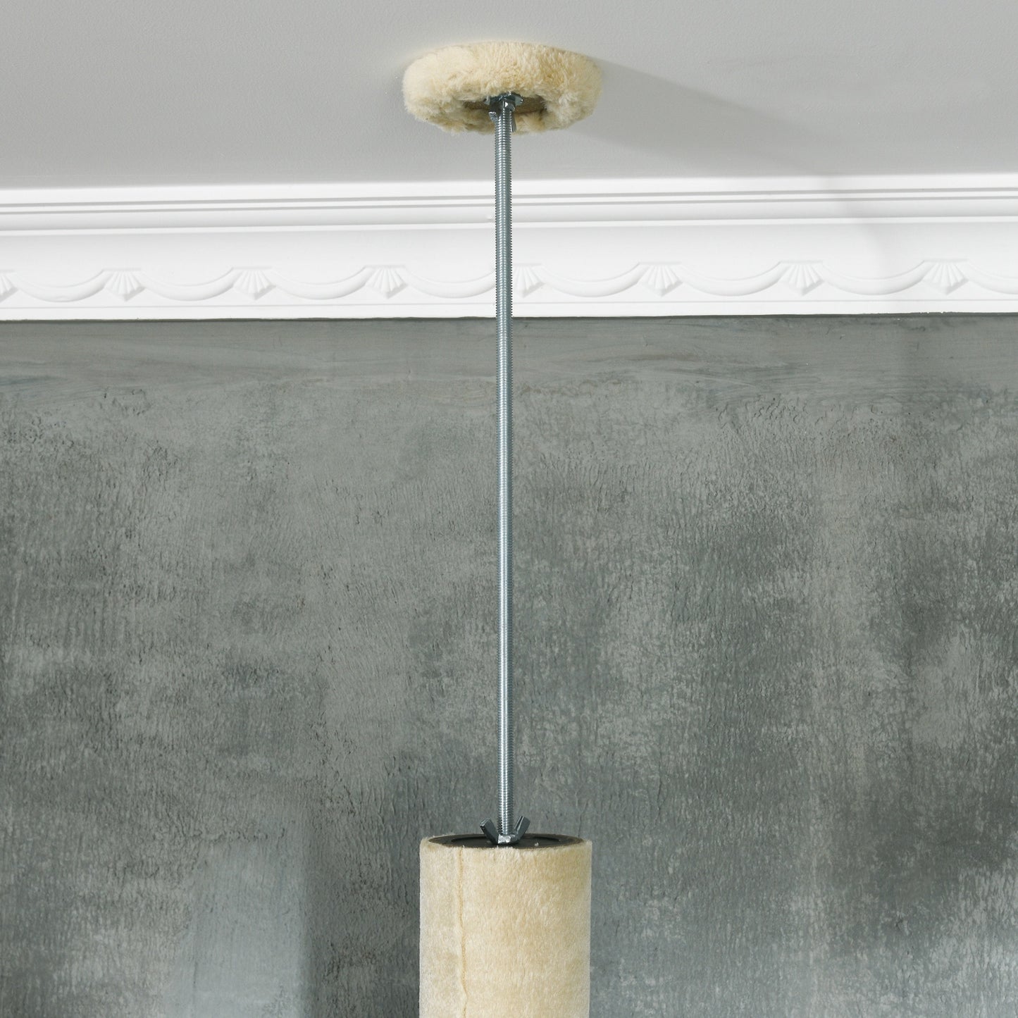 Pawhut Árbol Para Gatos De Suelo A Techo De 225-255 Cm Con Cueva Hamaca Beige_3
