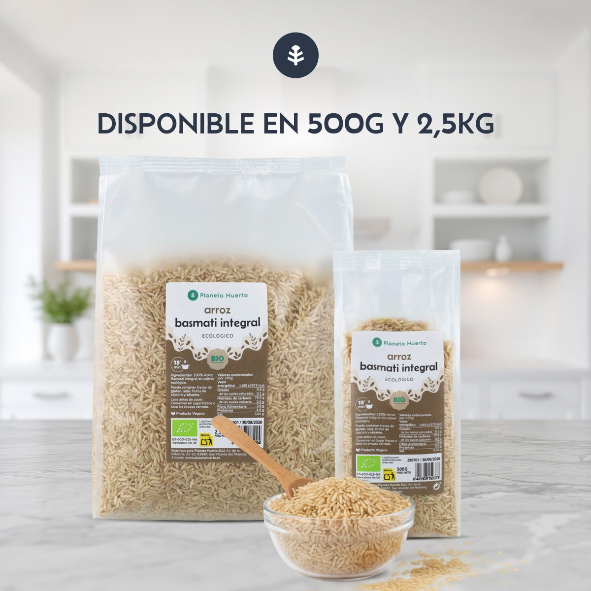 Arroz Basmati integral ECO Planeta Huerto 500 g