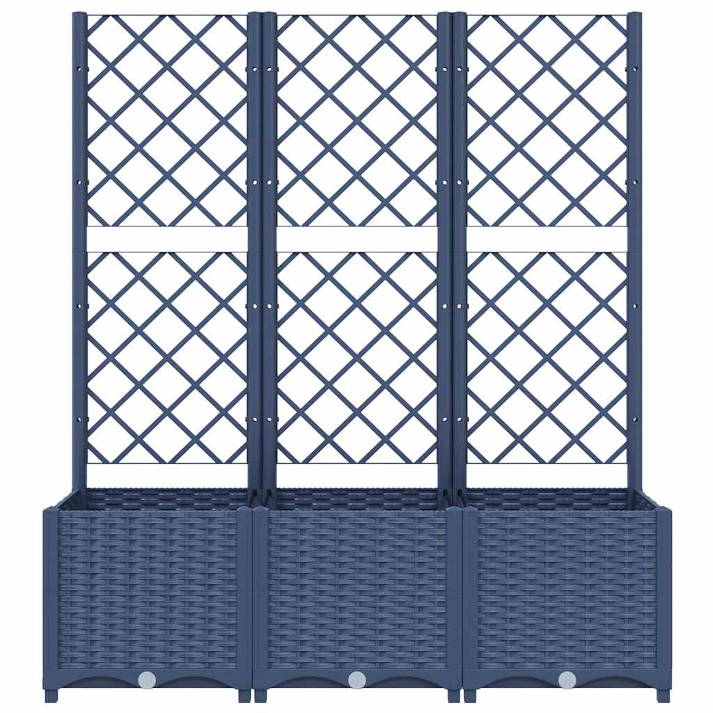 Jardinera Con Enrejado Pp Azul Gris 120x40x136 Cm_2