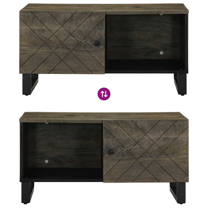 Mesa De Centro Madera Maciza De Mango Negra 80x50x40 Cm_4