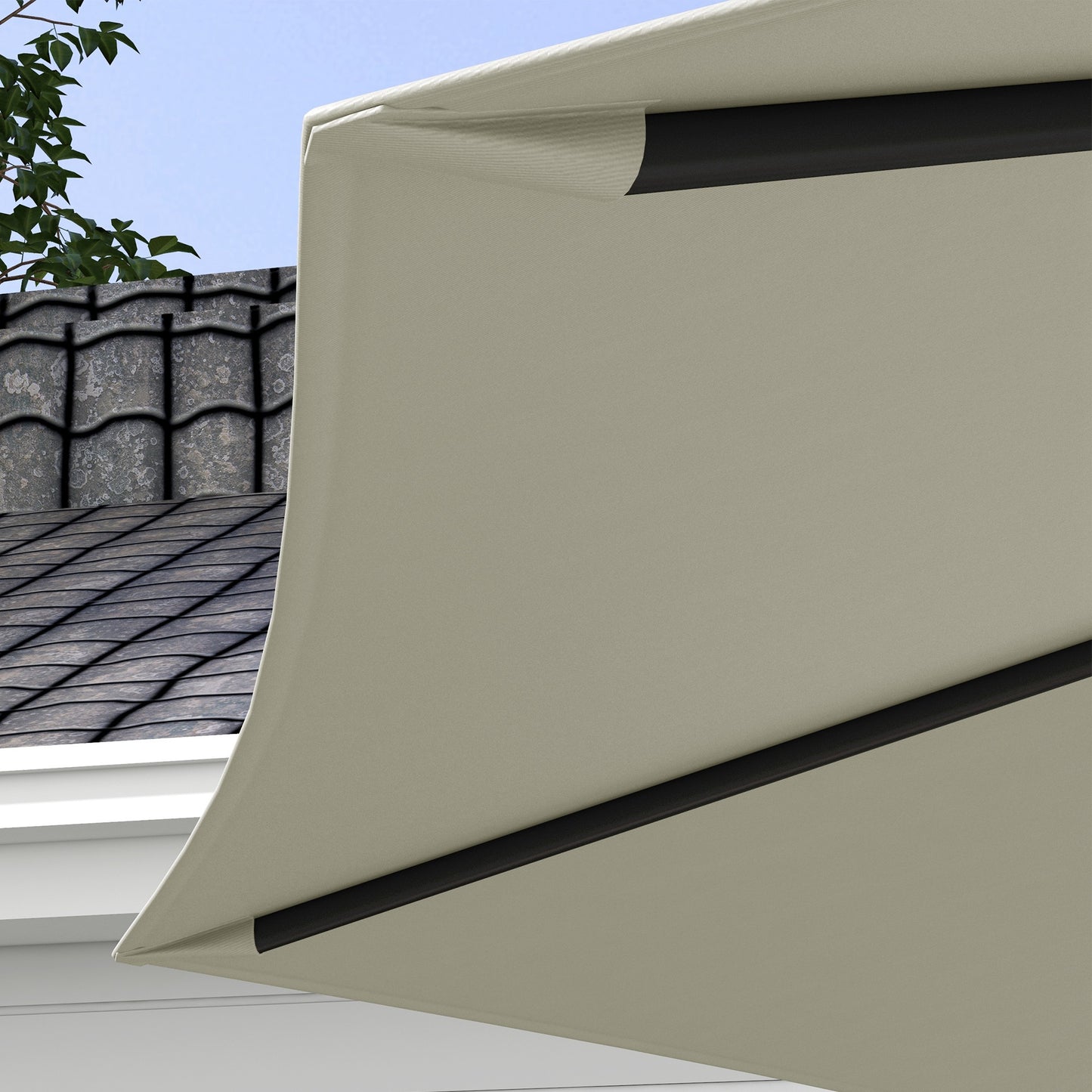 Outsunny Toldo De Recambio De Sombrilla De 3 M Con Ventilación Superior Crema_3