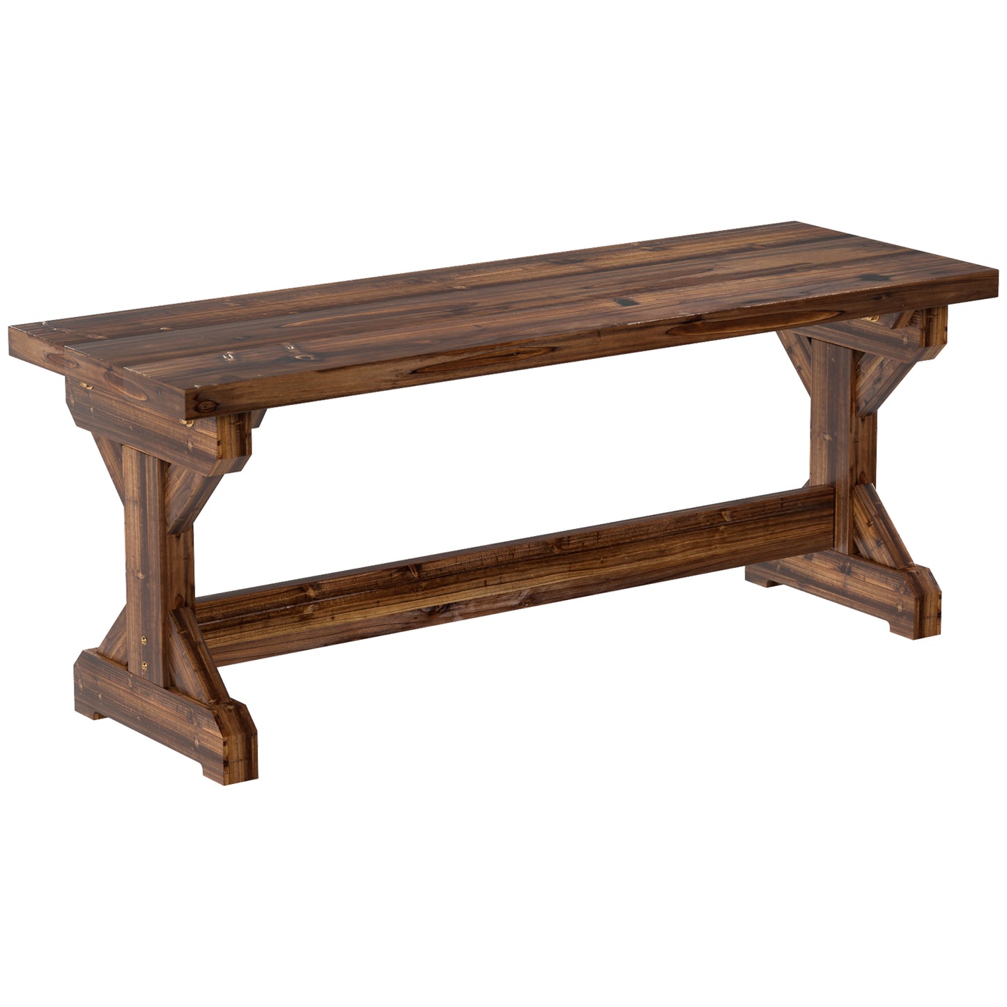 Outsunny Banco De Jardín De Madera Rústico De 2 Plazas 114x40x46 Cm Carbonizado_4