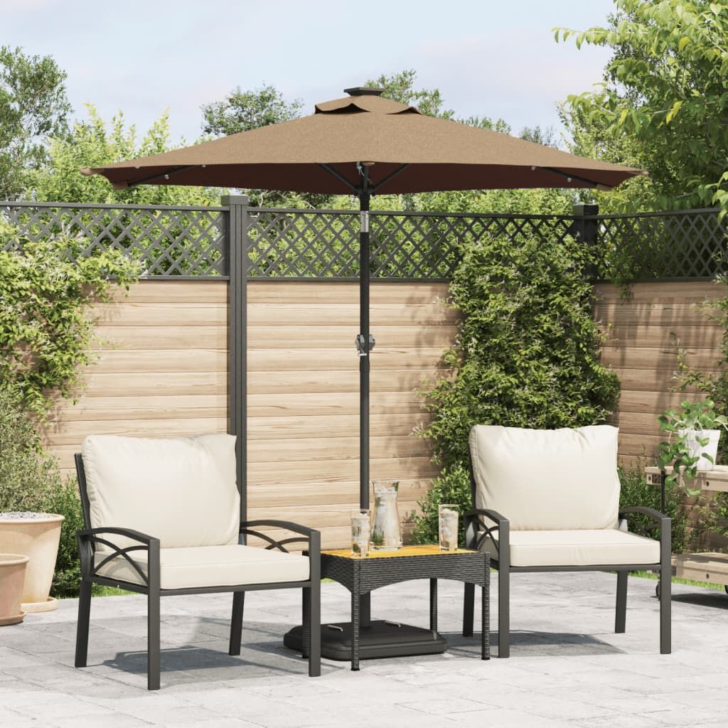 Vidaxl Sombrilla Jardín Con Luces Led Poste Acero Taupe 225x225x212cm_1