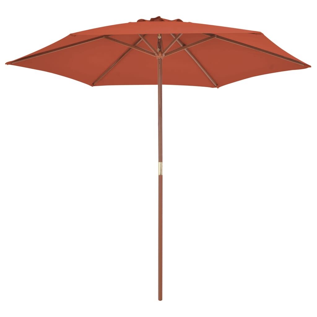 Vidaxl Sombrilla De Jardín Con Palo De Madera Terracota 270 Cm_1
